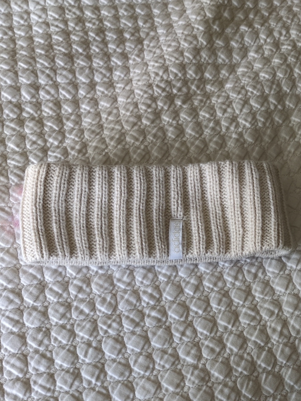adidas Knit Ribbed Headband in Off-White